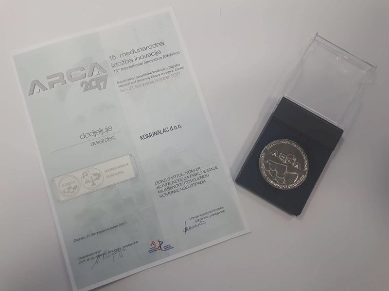 Srebro za Komunalac na 15. Međunarodnoj izložbi inovacija ARCA 2017